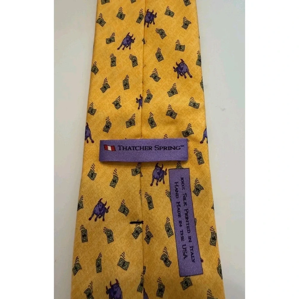 NEW THATCHER SPRING [ MULTI-COLOR ] men's tie 100% Silk Made in USA Bull Wall St